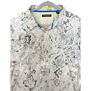Tommy Bahama Island Soft Shirt Mens 2XL White Paisley Long Sleeve Button